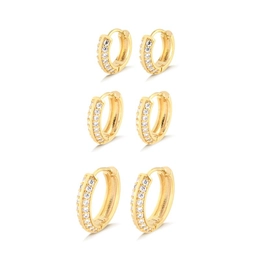 TRIO CLICK HOOP EARRING WITH GOLD PLATED SMOOTH FILLET