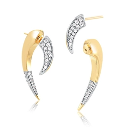 SMALL PARROT-BEAT EARRING FRONT FIT WITH GOLD-PLATED ZIRCONIA STONES