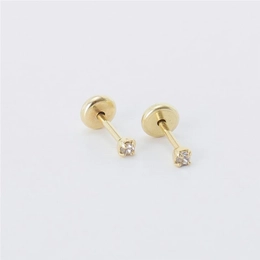 Earring chaton ss4.5 zirconia crystal grove to gold