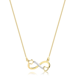 INFINITE LOUGH CHOKE WITH GOLD-PLATED HEARTS WITH ZIRCONIA STONES