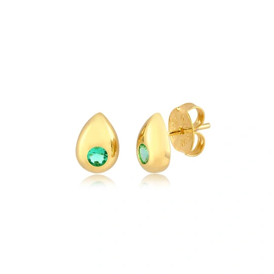 Smooth gout earring with Golden -leafed stone