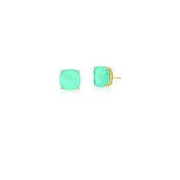 GOLD PLATED FUSION TOURMALINE SQUARE CRYSTAL EARRING