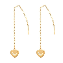 Chain Earring With 2 Hearts