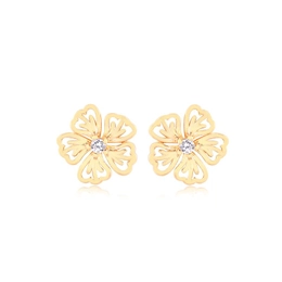 Early Early Flower Earring with Golden Crystal Stone
