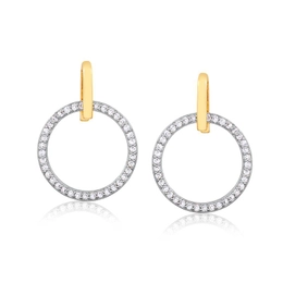 CIRCLE EARRING WITH GOLD PLATED ZIRCONIA STONES