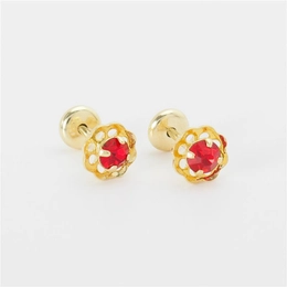 EARRING HOOKS WITH STONE SS12 SIAM RUBY GOLD PLATED