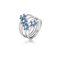 Ring with four units and flower with zirconias pounded to rhodium