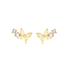 BUTTERFLY EARRING WITH GOLD PLATED CRYSTAL ZIRCONIA