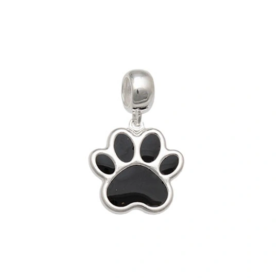 Silver pet paw charm with resin