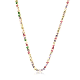 CHOKER CHOKE WITH GOLD-PLATED MULTICOLOR ZIRCONIA STONES