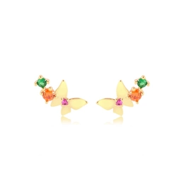 Butterflies earring with gold -leafed zirconias