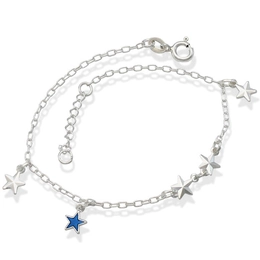 Pulseira AG c/ 5 Estrelas Maciças Diamantadas (Azul Bandeira)