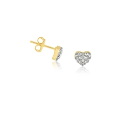GOLD-PLATED HEART EARRING WITH ZIRCONIA STONES