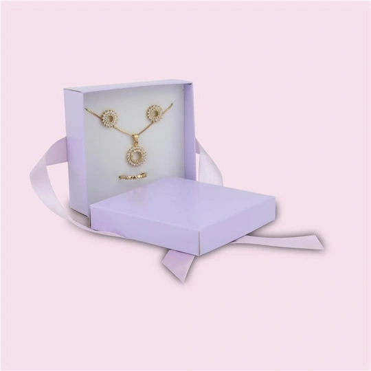 Jewelry box 08x08cm with 10 un lavender with ribbon
