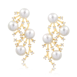 **FINISHES** EARRING WITH PEARLS AND GOLD PLATED ZIRCONIA