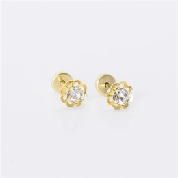 HOOK EARRING WITH 3MM GOLD PLATED ZIRCONIA