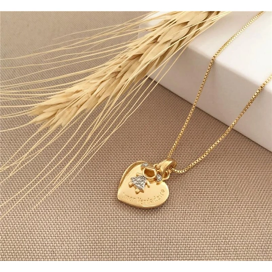 "TRUE LOVE" HEART PENDANT WITH GOLD PLATED CLICK COUNTER HOOP