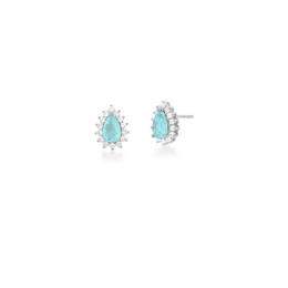 EARRING WITH DROP CRYSTAL AND RHODIUM-PLATED ZIRCONIA
