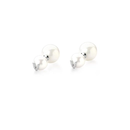 Pearl Earring with letter "v" studded to the rhodium