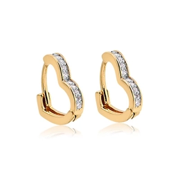 CLIC EARRING SMALL HEART SHAPE WITH GOLD-PLATED ZIRCONIA STONES