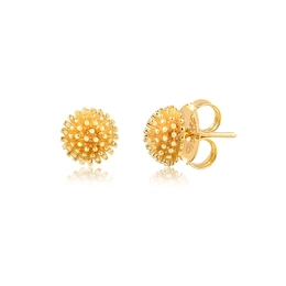 HALF BALL EARRING WITH GOLD LEAF TEXTURE