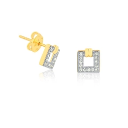 MINI SQUARE EARRING WITH GOLD PLATED MICROZIRCONIA