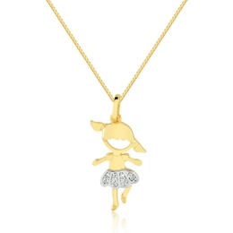 GIRL PENDANT WITH GOLD PLATED ZIRCONIA STONE
