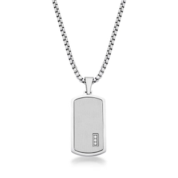 NECKLACE WITH SMOOTH RECTANGULAR PENDANT AND STEEL ZIRCONIA