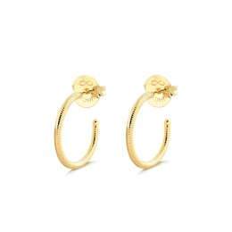 GOLD PLATED SMALL TEXTURED HALF HOOP EARRING