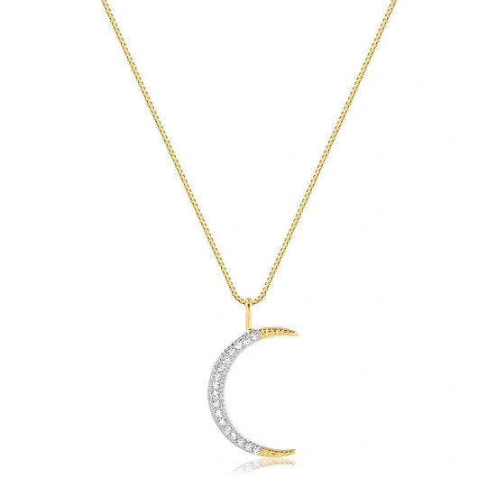 CHOKE 50CM WITH 5CM EXTENDER MOON WITH GOLD-PLATED ZIRCONIA STONES