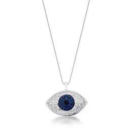 Necklace with pendant with an oval eye laded to rhodium
