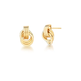 GOLD PLATED THREE SMOOTH ROUND LINK EARRING