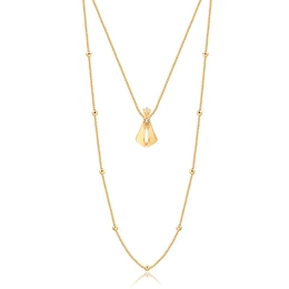 DOUBLE NECKLACE WITH SMOOTH AND POLKA DOT BLADE AND OUR LADY APARECIDA GOLD PLATED