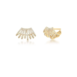 CURVED EARRING WITH EIGHT ROWS SET WITH ZIRCONIA