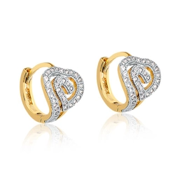 CLICK HEART EARRING STYLIZED WITH GOLD-PLATED ZIRCONIA STONES