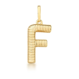 GOLD PLATED SMOOTH TEXTURED LETTER "F" PENDANT