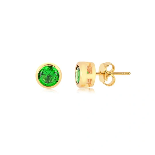 EMERALD GREEN LIGHT POINT EARRING 5MM GOLD PLATED