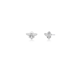 SMOOTH BEE EARRING AND ROUNDED SILVER ZIRCONIA