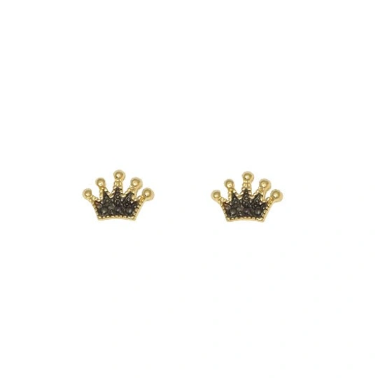 10mm crown earring with 5 polka dots and black rhodium