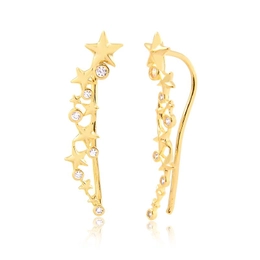 GOLD-PLATED ZIRCONIA STARS AND GOLD-PLATED EAR CUFF EARRINGS