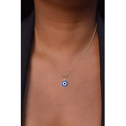 Polka Dot Chain Necklace with Greek Eye Pendant