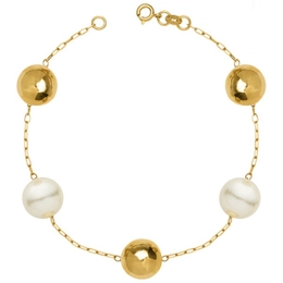 13MM BALL BRACELET AND GOLD PEARLS