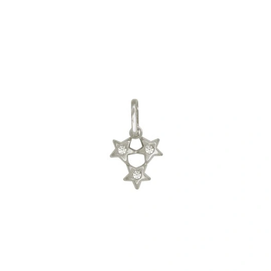 3 star printed silver pendant