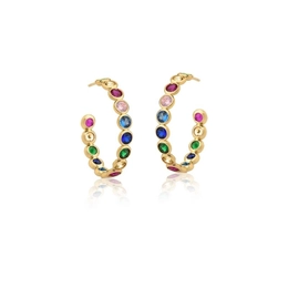 GOLD PLATED HALF RING WITH COLORFUL ROUND CRYSTALS