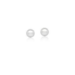 ROUND EARRING WITH ZIRCONIA AND PEARL IN ROUND SILVER