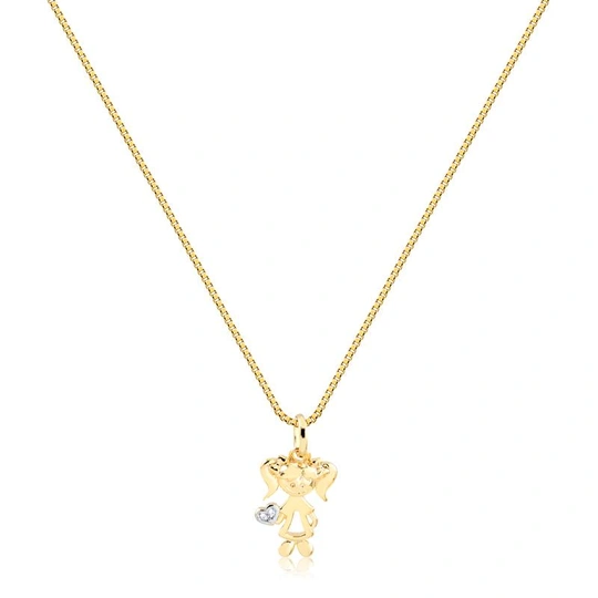 LITTLE GIRL PENDANT WITH TWO GOLD-PLATED ZIRCONIA STONES