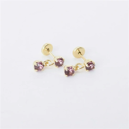 FLAT HITCH EARRING SS10 WITH SS10 GOLD-PLATED AMETHYST