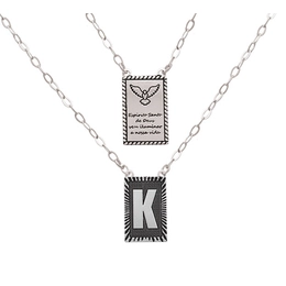 Aged Silver Scapular Letter K With Holy Spirit