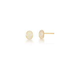 Oval earring studded of gold -plated zirconias