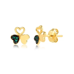 THREE HEARTS EARRING WITH GREEN GOLD-PLATED ZIRCONIA STONES